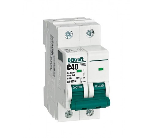 Выключатель автоматический без теплозащиты двухполюсный ВА-103М2P 40А характеристика C 6кА  12515DEK  Dekraft