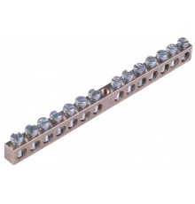 Шина _PE_ 63.20 Шина "РЕ" на 20 присоединений  63А 1 крепежное отверстие  Шина _PE_ 63.20  HEGEL