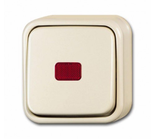 Выключатель 1-клавишный, 2-полюсный, контрольный с красной линзой, серия Busch-Duro 2000 AP, цвет слоновая кость  1052-0-0133  2CKA001052A0133  AB