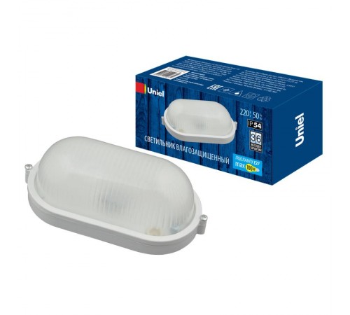 Светильник пылевлагозащищенный для ЖКХ под лампу Е27 UWL-O01 100W/E27 IP54 WHITE Овал  UL-00006773  Uniel