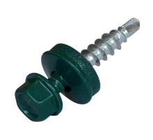 Саморез КР св. 4,8х28 RAL-6002 (зелёный) (300 шт) - ведро ( 1,584 кг)  103177  Tech-KREP