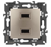 14-4110-04 Устройство зарядное USB, 230В/5В-2100мА, IP20, Эра Elegance, шампань  Б0034371  ЭРА