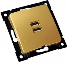 РС-USB-420-07 Розетка "Мастер" USB, С/У, механизм, цвет золото  РС-USB-420-07  HEGEL