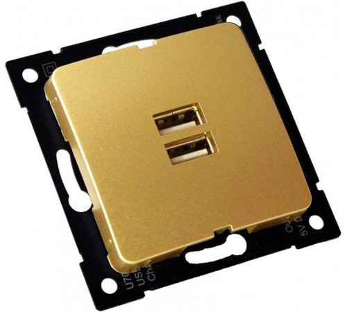 РС-USB-420-07 Розетка "Мастер" USB, С/У, механизм, цвет золото  РС-USB-420-07  HEGEL