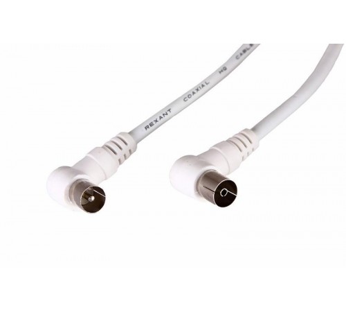 Шнур ТВ гнездо - ТВ штекер, угловой, длина 3 метра, белый  18-0024  REXANT