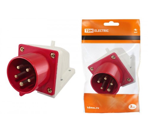 Вилка 525 стационарная 3Р+РЕ+N 32А 380В IP44   SQ0605-0016  TDM