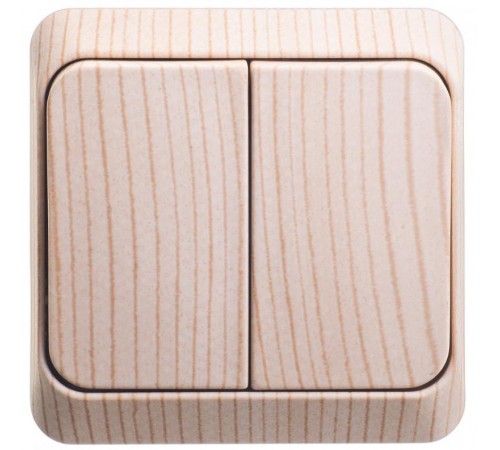 Этюд Сосна О/У Выключатель 2-клавишный с подсветкой (сх. 5)  BA10-006D  SE