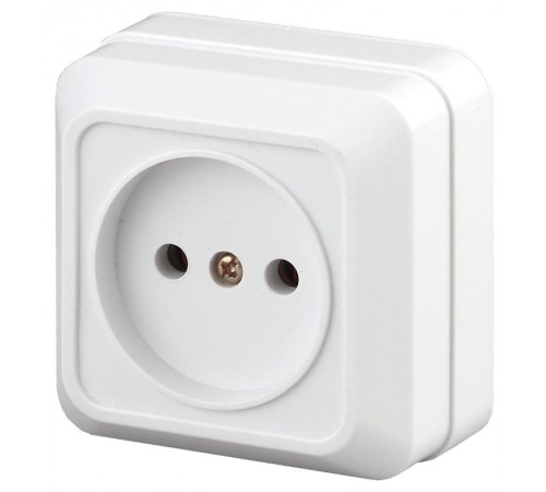 2-201-01 Intro Розетка 2P, 16А-250В, IP20, ОУ, Quadro, белый  Б0027646  Intro