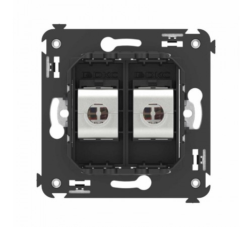 Компьютерная розетка RJ-45 без шторки в стену, кат.6А двойная экранированная, "Avanti", "Черный матовый"  4412774  DKC