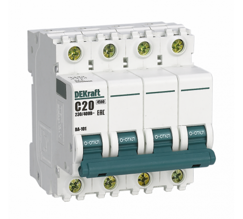 Выключатель автоматический четырехполюсный ВА-101 63А C 4,5кА  11096DEK  DEKraft