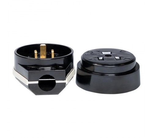 Разъем РШ-ВШ 32А 250В 2P+PE (ОУ) карболитовый черный EKF PROxima  AS-250-O-03  EKF