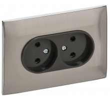 SKANDY Розетка 2-местная без з/к с з/ш 10А сб. SK-R09N никель  SK-R23-10-K50-F  IEK