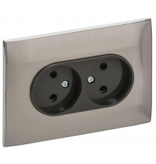 SKANDY Розетка 2-местная без з/к с з/ш 10А сб. SK-R09N никель  SK-R23-10-K50-F  IEK