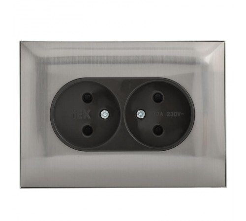 SKANDY Розетка 2-местная без з/к с з/ш 10А сб. SK-R09N никель  SK-R23-10-K50-F  IEK