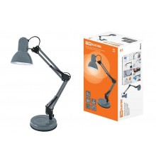 Светильник настольный на основании 2 колена 60Вт ЛН/КЛЛ/LED Е27 серый  SQ0337-0111  TDM