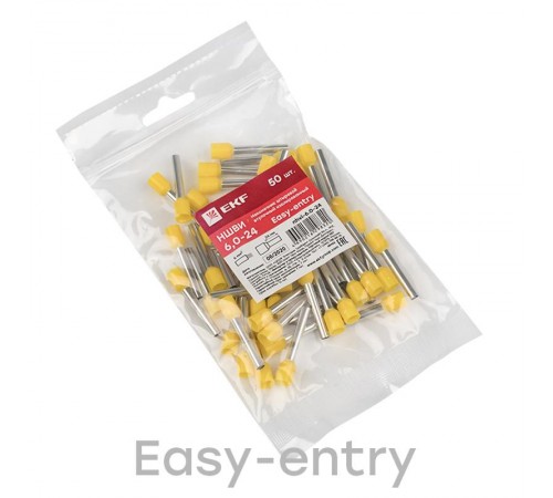 Наконечник штыревой втулочный изолированный НШвИ 6,0-24 (50шт.) PROxima  nhvi-6.0-24  EKF