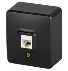 Розетка ЭРА Эксперт 11-3203-05 информационная RJ45, IP20, ОУ, Антрацит  Б0062988  ЭРА