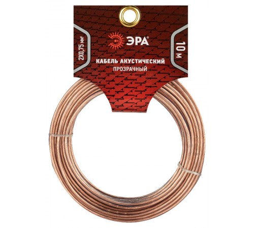 Акустический кабель ЭРА 2х0,75 мм2 прозрачный, 10 м   Б0059298  ЭРА