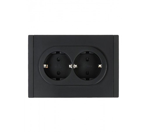 FORTE&PIANO Розетка 2-я с заземлением со шторками безвинтовое крепление 16А FP123 черный  FP-R24-16-1-K02  IEK