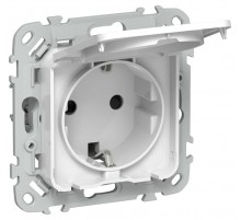 FLITE Розетка с заземлением со шторками с крышкой быстрозажимные клеммы 16А IP44 РСшкр11-1-44-ФлБ белый  FI-R16-16-1-44-K01  IEK