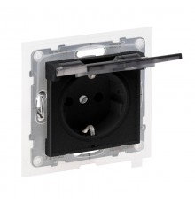 SUNO Силовая розетка 2К+З 16А 250В влагозащитная IP44 с крышкой и с защитными шторками.Безвинтовые зажимы. Цвет "Антрацит"  721423  Legrand