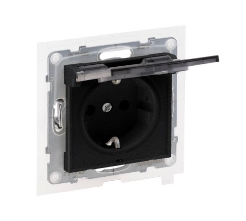 SUNO Силовая розетка 2К+З 16А 250В влагозащитная IP44 с крышкой и с защитными шторками.Безвинтовые зажимы. Цвет "Антрацит"  721423  Legrand