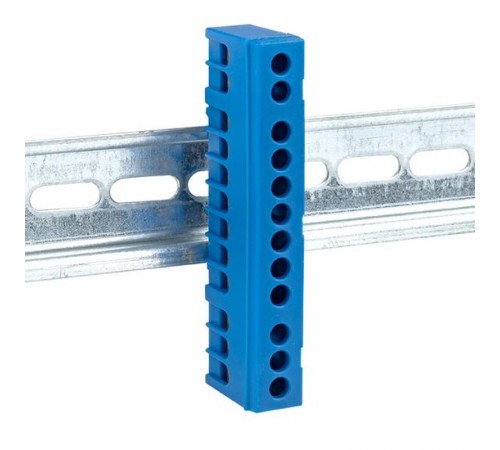 Шина "0" N (6х9мм) 12 отверстий латунь синий изолированный корпус на DIN-рейку EKF PROxima  sn0-63-12-ib  EKF