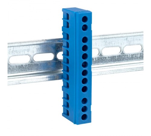 Шина "0" N (6х9мм) 12 отверстий латунь синий изолированный корпус на DIN-рейку EKF PROxima  sn0-63-12-ib  EKF