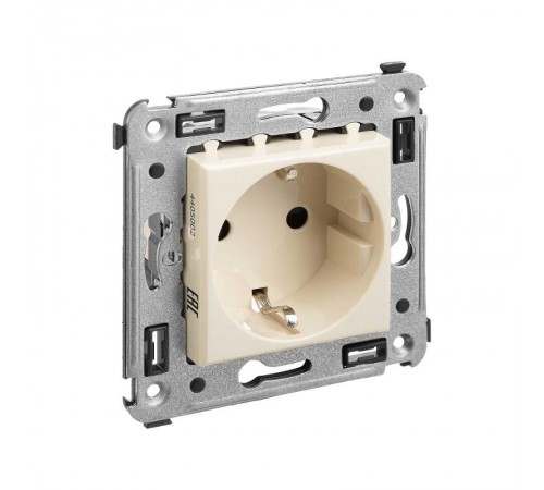 Розетка в стену, 2P+E, с з/ш, "Avanti", "Ванильная дымка"  4405003  DKC