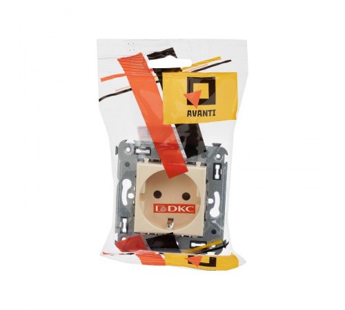 Розетка в стену, 2P+E, с з/ш, "Avanti", "Ванильная дымка"  4405003  DKC