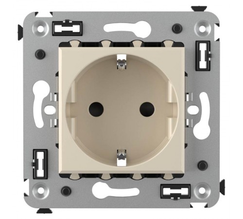 Розетка в стену, 2P+E, с з/ш, "Avanti", "Ванильная дымка"  4405003  DKC