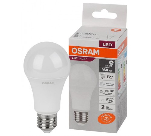 Лампа светодиодная LED Value CL- A 12W/840 230V E27 10X1  4058075579002  OSRAM