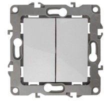 Выключатель двойной 12-1004-01   10АХ-250В, без м.лапок,  белый  Б0014651  ЭРА