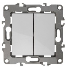 Выключатель двойной 12-1004-01   10АХ-250В, без м.лапок,  белый  Б0014651  ЭРА