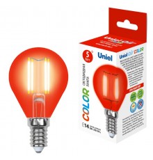 Лампа светодиодная LED-G45-5W/RED/E14 GLA02RD LED. "шар". серия Air color. Красный свет  UL-00002985  Uniel