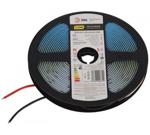 Лента светодиодная  LRCOB-504-8 14W/m 8mm 24V 6500K 3 года гар белая 5 м  Б0068132  ЭРА