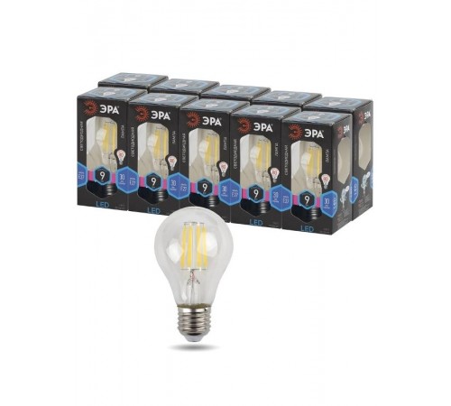 Лампа светодиодная F-LED A60-9W-840-E27 (филамент, груша, 9Вт, нейтр., Е27)  Б0043434  ЭРА