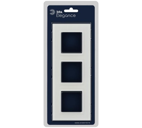Рамка для розеток и выключателей Elegance 14-5103-01М на 3 поста, стекло, белый матовый+бел.  Б0065836  ЭРА
