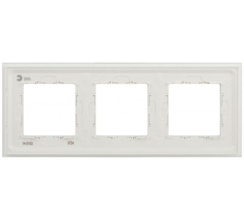 Рамка для розеток и выключателей Elegance 14-5103-01М на 3 поста, стекло, белый матовый+бел.  Б0065836  ЭРА
