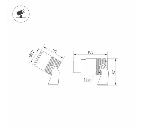 Светильник ALT-RAY-ZOOM-R52-8W Warm3000 (DG, 10-40 deg, 230V) (Arlight, IP67 Металл, 3 года)  028076  Arlight