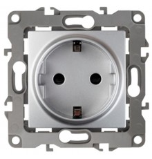 Розетка 12-2001-03 с заземлением, 16АХ-250В, без м.лапок,  алюминий  Б0014683  ЭРА