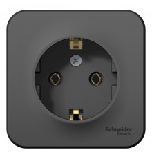 Blanca Антрацит О/У с изолирующей пластиной Розетка с заземлением без шторок 16А, 250В  BLNRA010116  SE