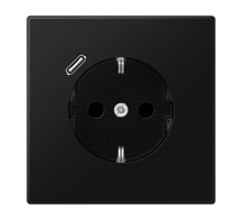 Розетка SCHUKO® с USB-зарядным устройством, тип С; термопласт; черный матовый LS1520-18CSWM Jung