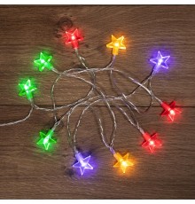 Гирлянда светодиодная Звездочки 1,5 м, 10 LED, прозрачный ПВХ, цвет свечения мультиколор, 2 х АА (батарейки не в комплекте)  303-090  NEON-NIGHT