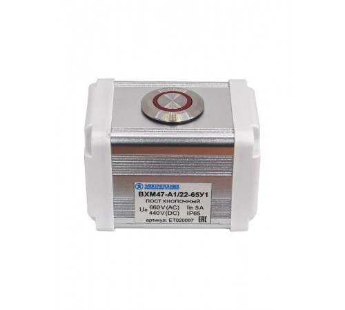 BXM47-A1/22-65У1 (1 красная цилиндрическая кнопка (1C1NO1NC)), пост управления  (ЭТ)   ET020097   Электротехник