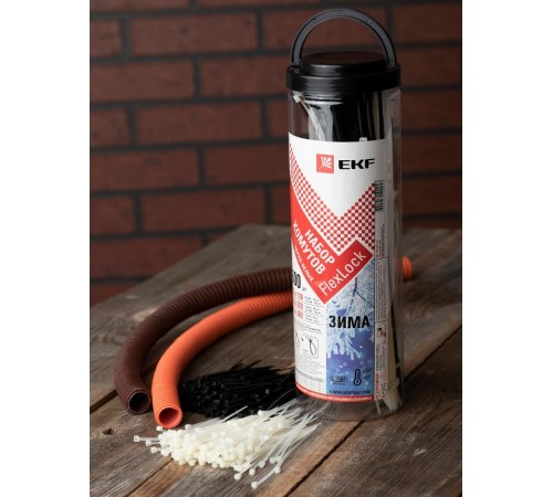 Набор хомутов черно-белых "Зима" (600 шт.): 2,5х100, 3,6х200, 3,6х280 FlexLock PROxima  plc-fl-set-wi  EKF