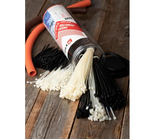 Набор хомутов черно-белых "Зима" (600 шт.): 2,5х100, 3,6х200, 3,6х280 FlexLock PROxima  plc-fl-set-wi  EKF