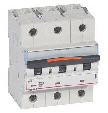 Выключатель автоматический трехполюсный DX3 20А D 25кА (4,5 мод)  409834  Legrand