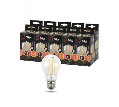 Лампа светодиодная F-LED A60-11W-827-E27 (филамент, груша, 11Вт, тепл, Е27)  Б0035025  ЭРА