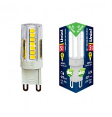 Лампа светодиодная LED-JCD-5W/4000K/G9/CL GLZ09TR LED, прозр 4000К  UL-00006749  Uniel